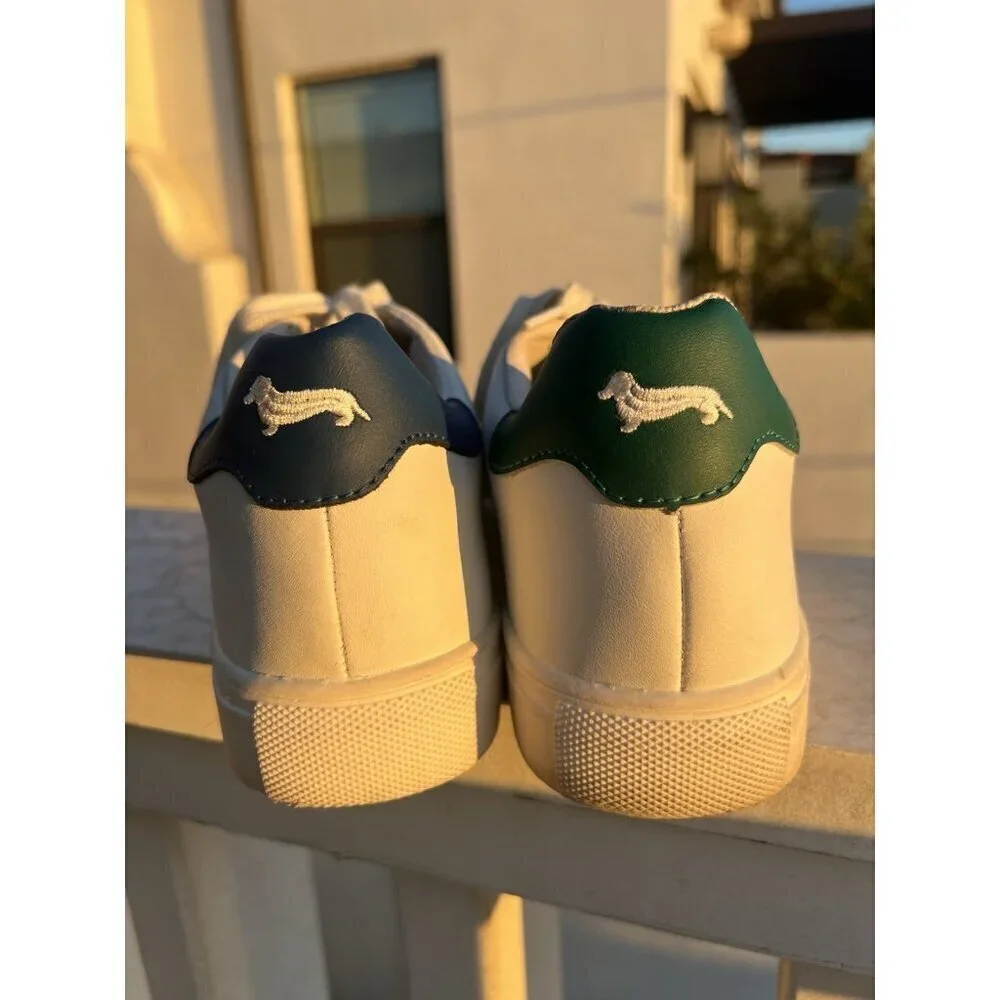 Harmont & Blaine white leather sneakers sz 7 colorblock dauschand embroidered